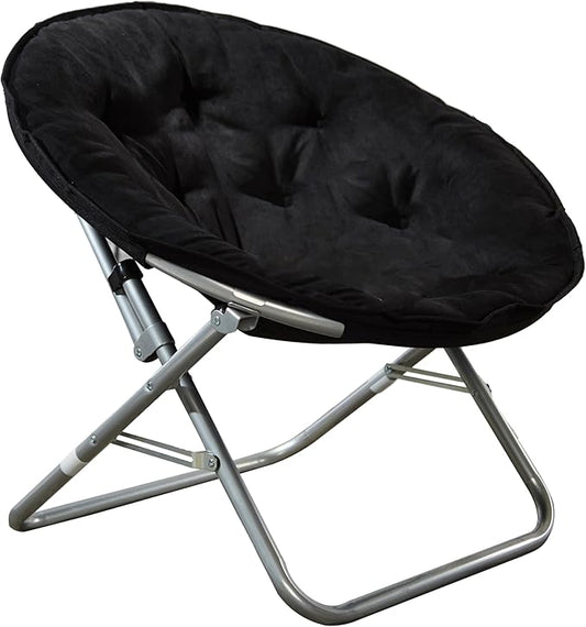 Urban Lifestyle Microsuede Foldable Saucer Chair, Black 27D x 32W x 29.5H in