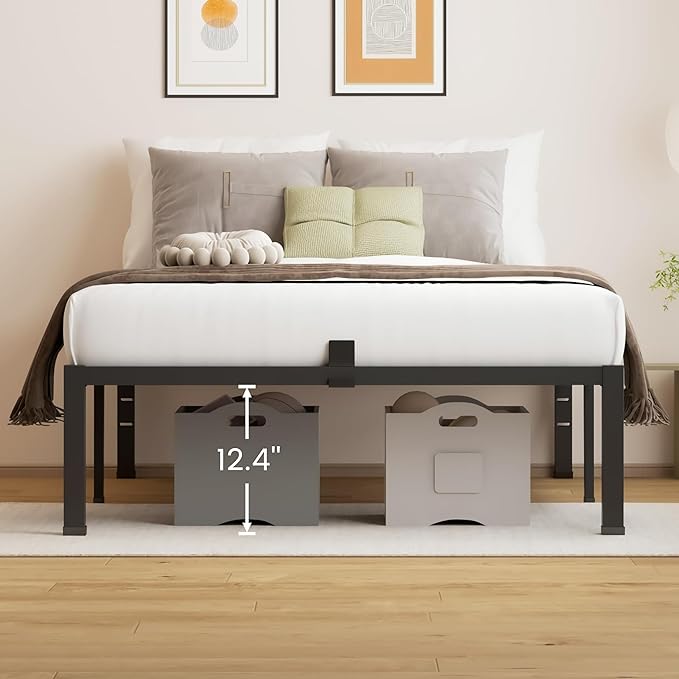 14 Inches Twin Bed Frames, Heavy Duty Metal Platform Bed Frame with Mattress Slide Stopper - Easy Assembly | Noise Free Bedframes | No Box Spring Needed