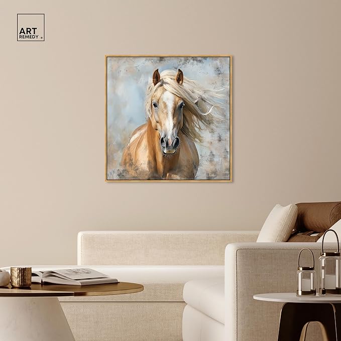 Art Remedy Rustic Rider Canvas Horse Wall Art, Gold Frame, 40" x 40"