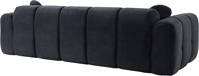 98.4-Inch Oversized Boneless Cloud Couches Deep Seat Foam Sofa Couch with 2 Round Toss Pillows, Luxury Corduroy Upholstered 3 Seat Tufted Loveseat, Cloud Sofa in a Box