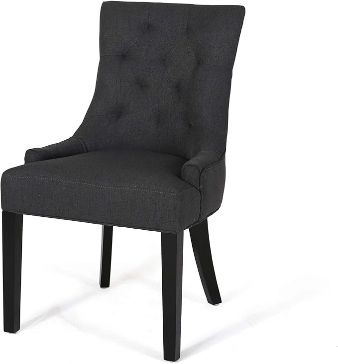 Christopher Knight Home Harriet Contemporary Tufted Fabric Dining Chairs (Set of 4), Dark Gray, Espresso
