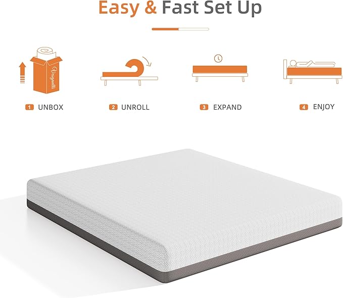 Vesgantti Queen Mattress, 10 Inch Gel Memory Foam Mattress for Cool Night & Pressure Relief, Medium Plush Feel with Motion Isolating,Breathable Removable Cover