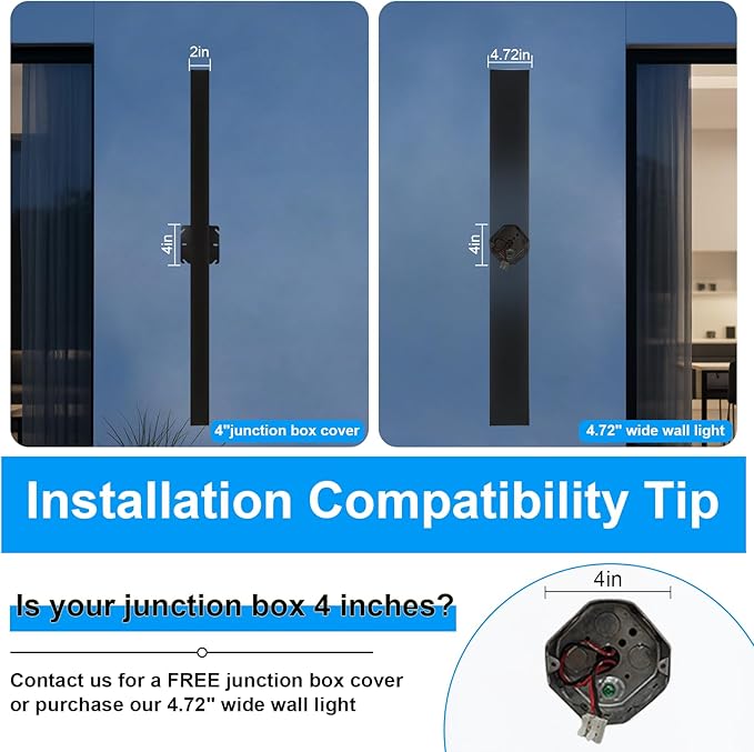 Modern Outdoor Wall Lights - 23.6inch Black Exterior Light Fixtures Wall, Porch Lights Outdoor Wall Sconce, Patio Long Strip Wall Light Fixtur Outside for Garage, House