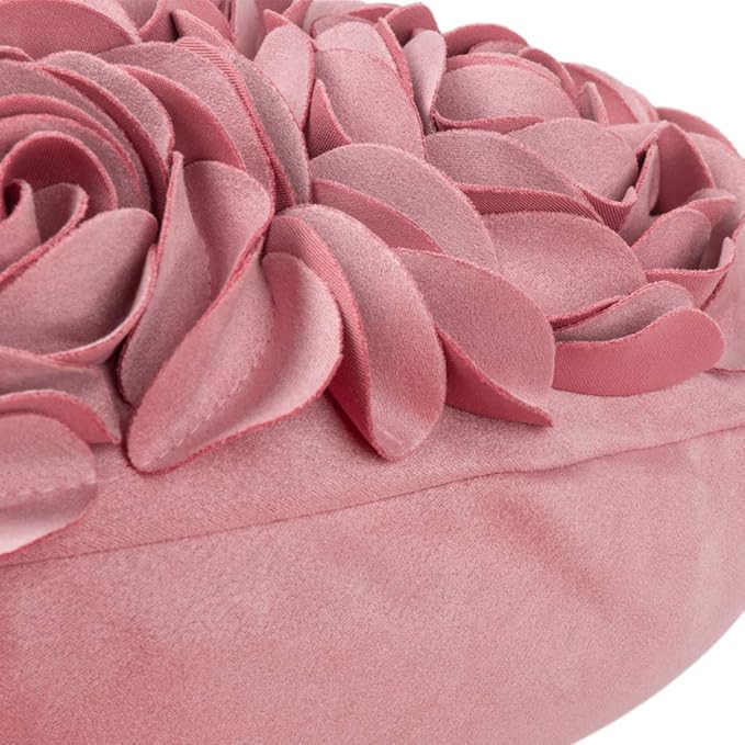 JWH Heart Flower Throw Pillow Covers Decorative Floral Shaped Accent Cushion Soft Pillowcase for Sofa Couch Living Room Bed Chair 14x16 Inches Dusty Pink