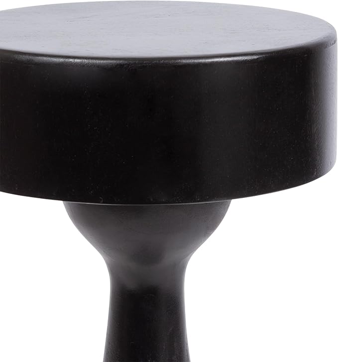 Kate and Laurel Solbrett Modern Sophisticated Round Drink Table; 10 x 10 x 22; Black; Contemporary Sculptural Bedroom Nightstand with Unique Pedestal Table Design for Use as Indoor Plant Stand