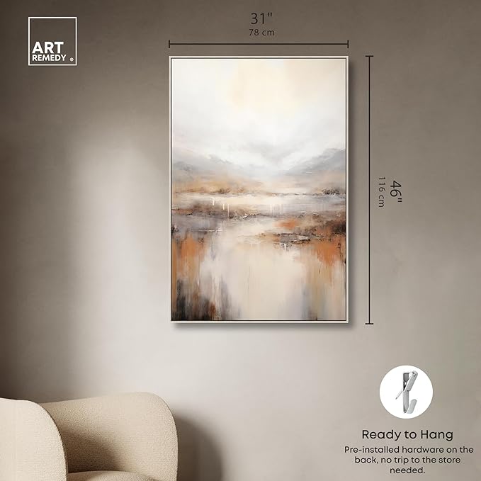Art Remedy Natural Cascades Canvas Muted Abstract Wall Art, Silver Frame, 30" x 45"
