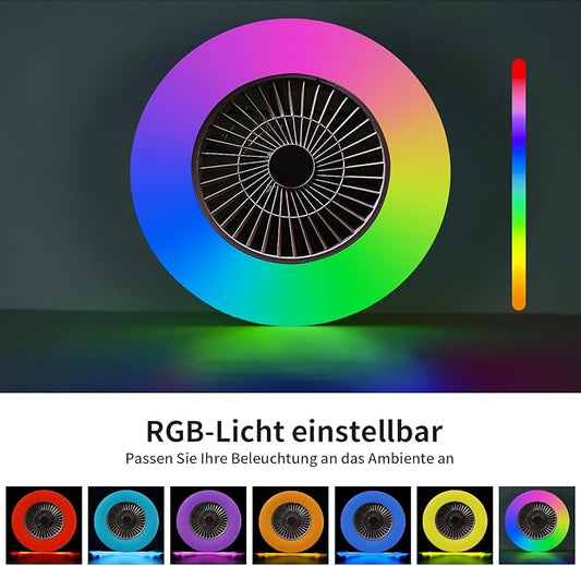 Smart LED Ceiling Light with Fan,RGB Ceiling Fan Lights, Stepless Dimming, 60CM Modern Fan Lighting,Ceiling Fan with RGB Light for Living Room, Dining Room, Bedroom