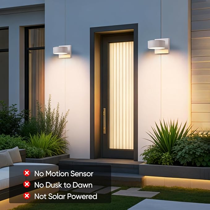 Fire Wolf Aluminum LED Outdoor Wall Light, Modern Black 3000K Outdoor Wall Sconce, Waterproof Front Door Down Light Wall Mount, White Exterior Lighting Fixtures for Hallway, Garden, Porch, Patio
