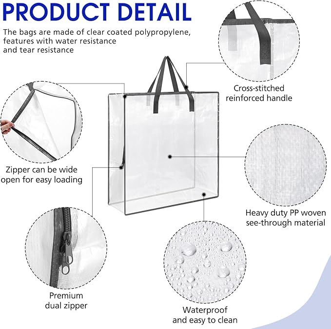 8 Pcs Clear Wreath Storage Bags 26 Inch St. Patrick's Garland Container Door Garland Holiday Wreath Storage Holder with Handle and Zipper Heavy Duty Plastic Packing Totes(Gray)