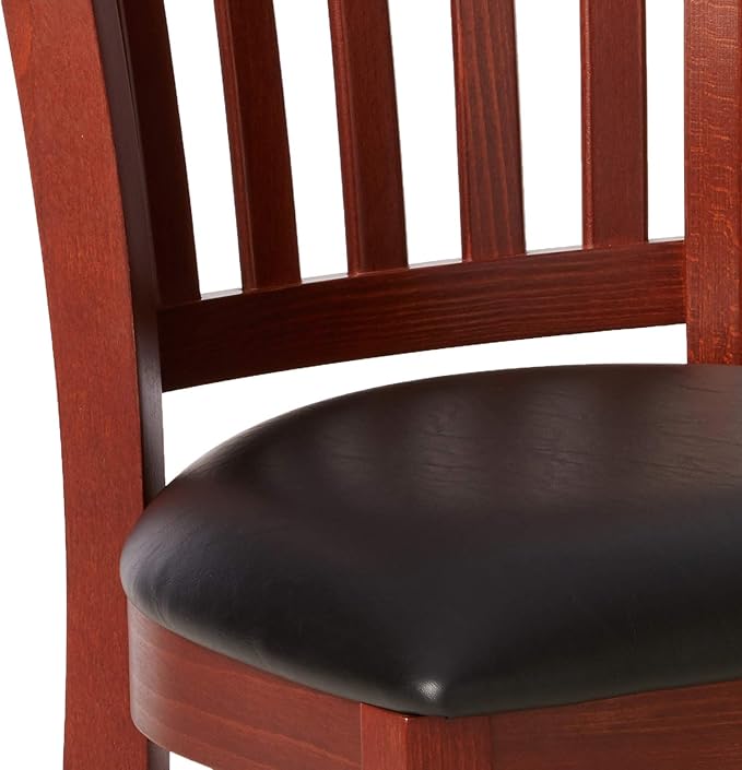 Flash Furniture 4 Pack HERCULES Series Vertical Slat Back Walnut Wood Restaurant Chair - Black Vinyl Seat