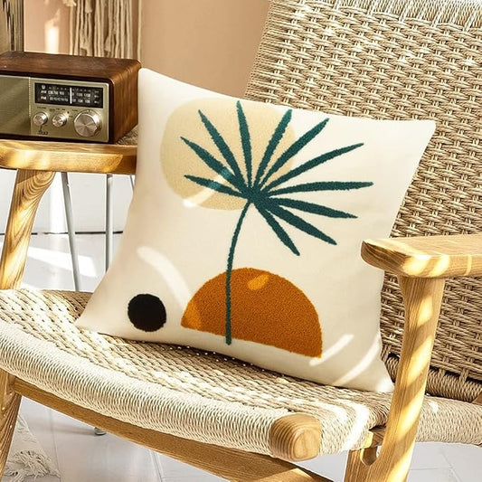 Merrycolor Boho Throw Pillow Covers 18 X 18 Textured Mid Century Modern Throw Pillow Covers Abstract Bohemian Aesthetic Decorative Pillows for Couch Bed Sofa Living Room 1PC