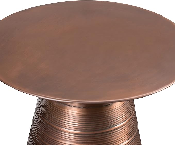 SIMPLIHOME Sheridan Metal Table - 18" Wide x 20" High Solid Metal Round Side Table in Aged Copper, Industrial Accent Table for Living Room, Bedroom, or Office with Sculptural Design, Assembled