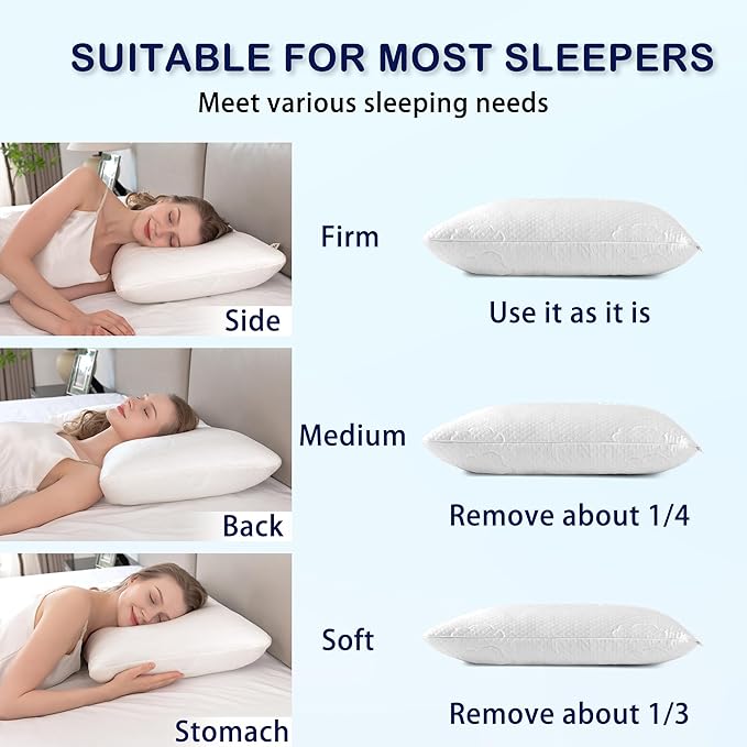 Cooling Memory Foam Pillows for Deep Sleep Bed Pillow forNeck Support with Removable & Washable Cover Cooling Pillow for Neck PainRelief Pillow for Shoulder & Back & Side Queen Pack of 1