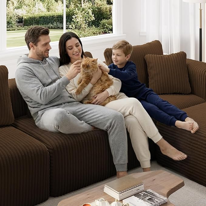 Novilla 70.8" Modular Sectional Sofa, Modern Cloud Sectional Couch with Smarts Coil® Support, Upholstered Boneless Couch for Living Room Apartments Bedroom, No Assembly Required, Brown (Loveseat)