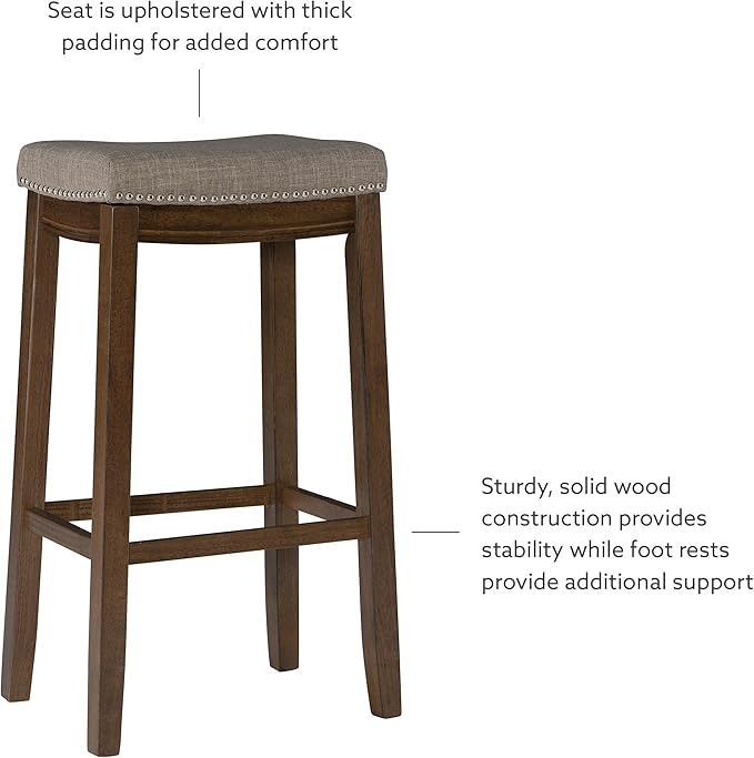Linon Home Décor Kingston Rustic Backless Bar Stool,