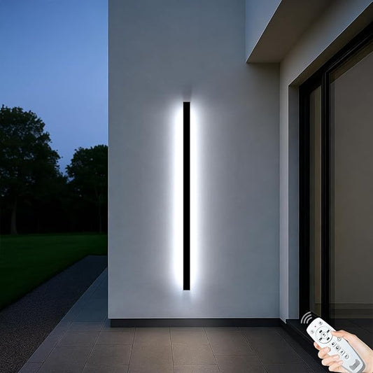 Modern Outdoor Wall Lights, 92.5In Long Black Long Outdoor Wall Sconce Light, 2700-6500K Dimmable Waterproof Wall Mounted Linear Outside Wall Lights for House, Garage, Exterior