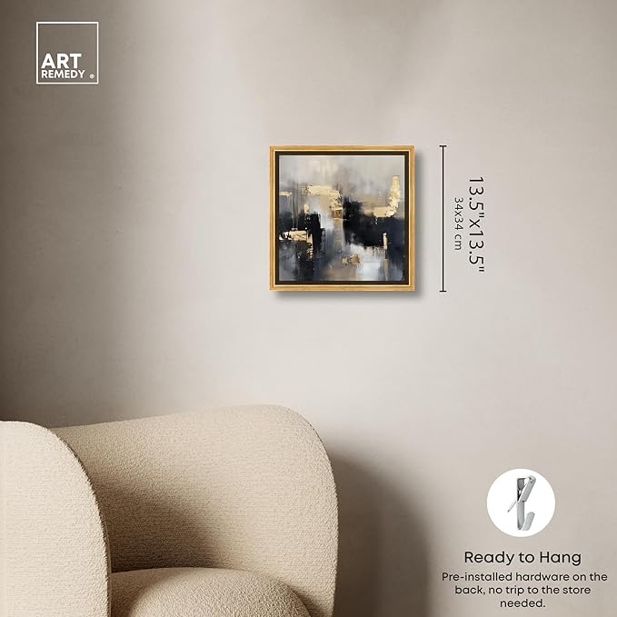 Art Remedy Daring Canvas Colorful Abstract Wall Art, Gold Frame, 12" x 12"