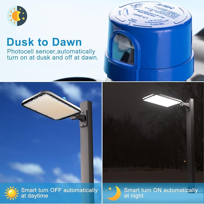 Lightdot 500W LED Parking Lot Lights Outdoor 75000LM Parking Lot LED Lights Commercial, IP65 Led Pole Light Arm Mount with Photocell-2Pack(Coverage: 66~132Ft at Height:30~60Ft)