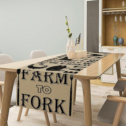 Western Rural Farm Table Runner Retro Table Decor Cattle Chicken Pig Kitchen Dining Table Decoration for Living Room Holiday Outdoor Home Party 13x120in