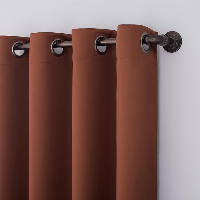 Sun Zero Nordic Theater Grade Extreme 100% Blackout Grommet Curtain Single Panel, 52" x 95", Terracotta
