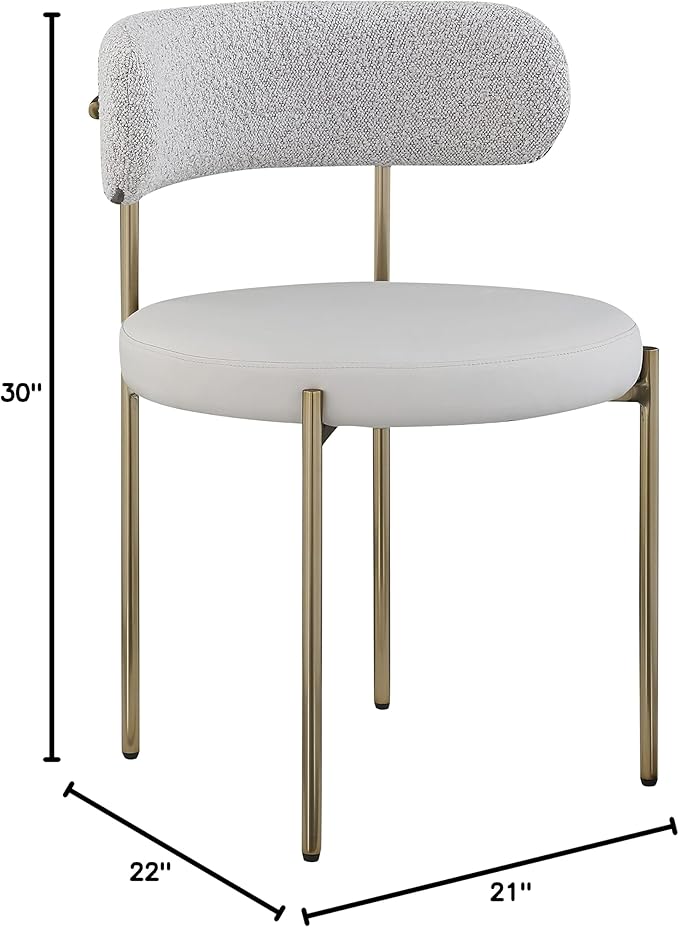 Meridian Furniture Beacon Taupe Vegan Leather and Boucle Dining Chair (Set of 2)