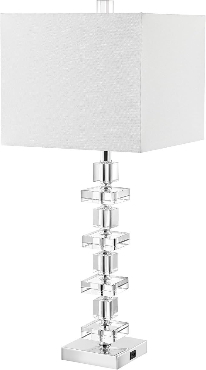 SAFAVIEH Lighting Collection Modern Deco 28-inch Bedroom Living Room Home Office Desk Nightstand Table Lamp Set of 2 (LED Bulbs Included)