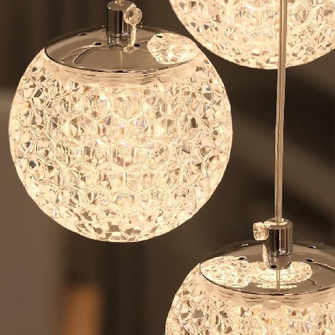 LED Modern 3 Ring Chandeliers for Dining Room, 24in Dimmable Kitchen Pendant Lamp, Silver Dining Room Light Fixtures Ceiling Hanging Over Table, Globe Round Chandeliers for Living Room, Chrome