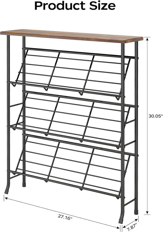 JZM Shoe Rack Storage, Narrow 4 Tier Metal Shoe Storage Shelf, Free Standing Shoe Racks, Space Saving Shoe Rack Organizer for Entryway, Hallway, Bedroom, Living Room(12-16 Pair)