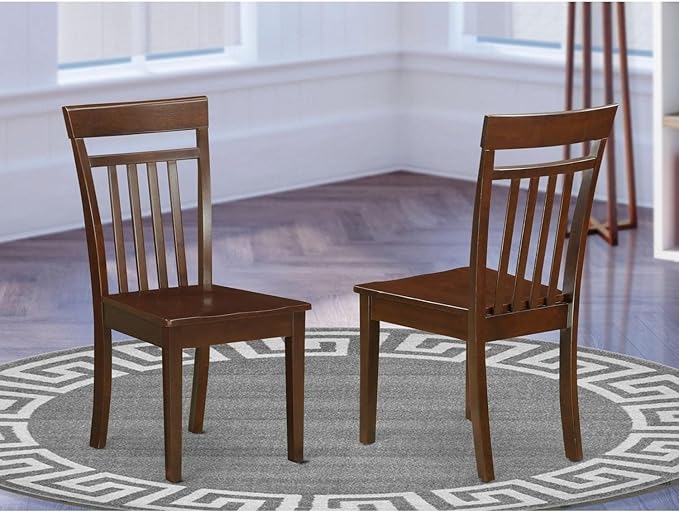 East West Furniture CAC-MAH-W Capri Dining Room Chairs - Slat Back Solid Wood Seat Chairs, Set of 2, Mahogany