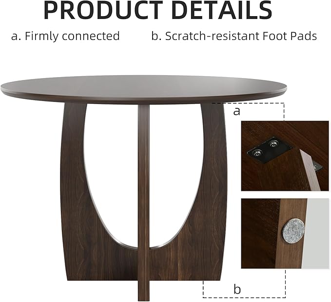 Casaphoria 59" Round Dining Table for 8 with Scratch-Resistant Top & Cross Arched Legs – Modern Farmhouse Kitchen Table for Dining Room, Living Room, Bar, Easy Assembly, Walnut