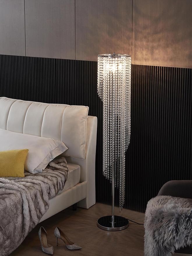 Silver Crystal Floor Lamp S Shape Chrome Finish