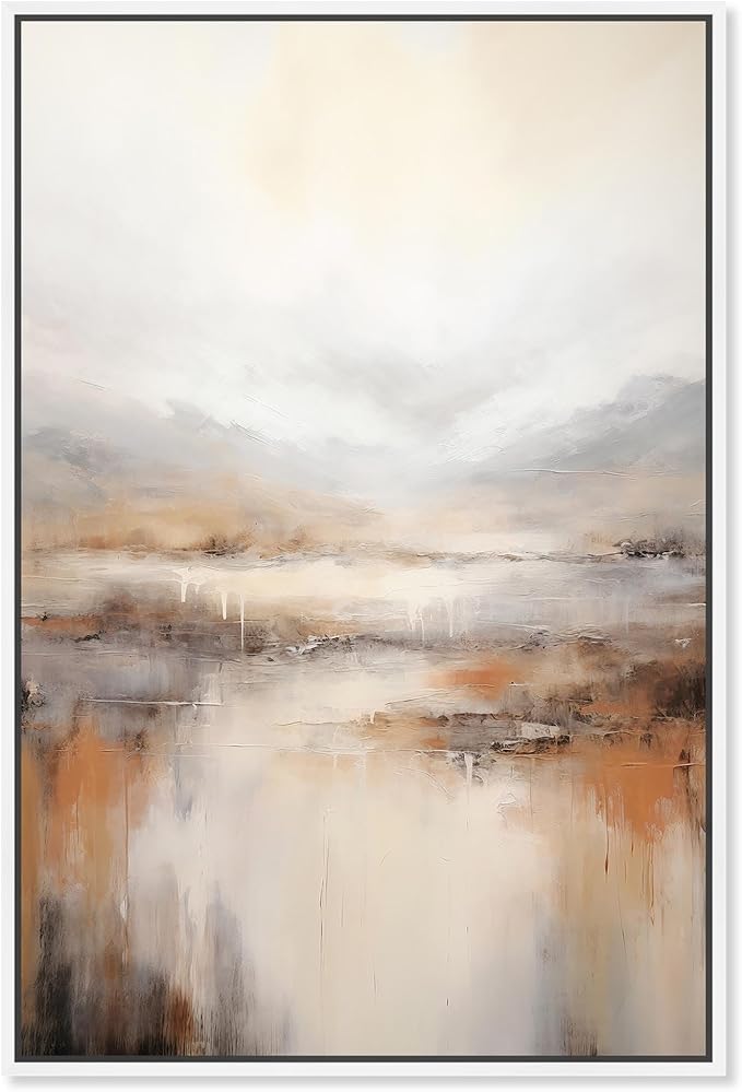 Art Remedy Natural Cascades Canvas Muted Abstract Wall Art, White Frame, 16" x 24"