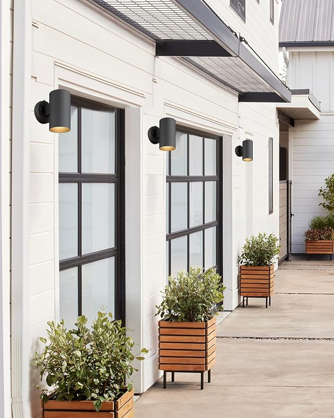 Ken & Ricky 4 Pack Dusk to Dawn Outdoor Wall Lighting, Black Porch Light, Modern Outdoor Wall Sconce with Photocell Sensor, Farmhouse Porch & Patio Lights -4 Pack