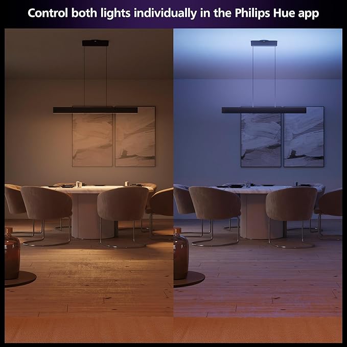 PHILIPS Hue Ensis Smart LED Pendant Light Black, Two LED Light Sources, White & Color Light, Bluetooth Compatible, Voice Control with Alexa, Apple Home & Google Assistant