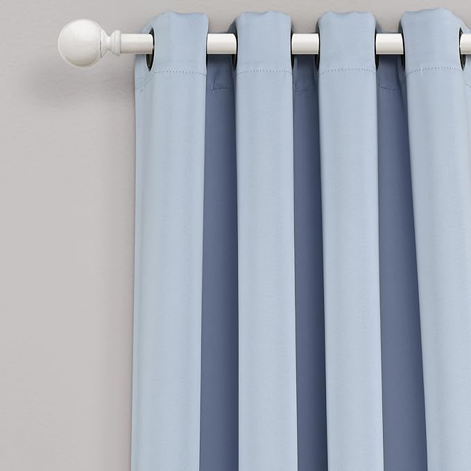 Lush Decor Insulated Grommet Blackout Window Curtain Panels, Pair, 52" W x 84" L, Blue Moon - Classic Modern Design - Chic Window Decor - Long Curtains For Living Room, Bedroom, Or Dining Room