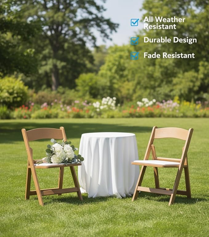 BTEXPERT Resin Folding Chair Vinyl Padded Seat Indoor Outdoor Lightweight Set for Home Event Party Picnic Kitchen Dining Church School Weddings- 50 Natural Chestnut