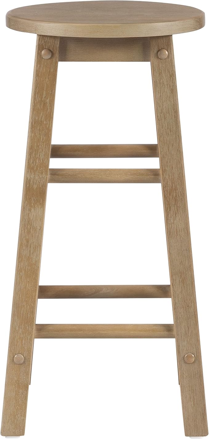 Zeke Grey Wash 24" Counter Stool with Round Seat by Linon