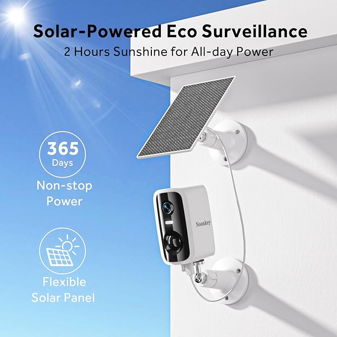 2 Pack Solar Security Camera Outdoor Wireless, 4MP HD Full Color Night Vision, 2.4/5GHz WiFi Home Security Camera with AI Motion Detection & Siren, 2-Way Audio, Alexa, No Wiring, Weatherproof