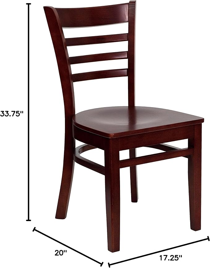 Flash Furniture HERCULES Series Ladder Back Mahogany Wood Restaurant Chair