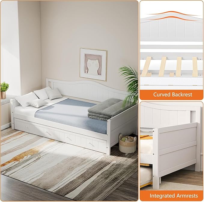 DUMOS Twin Bed Frame with Headboard, No Box Spring Needed, Linen Upholstered Platform Bed Frame with Wood Slats Support, Noise Free, Perfect for a Peaceful Night's Sleep, Twin