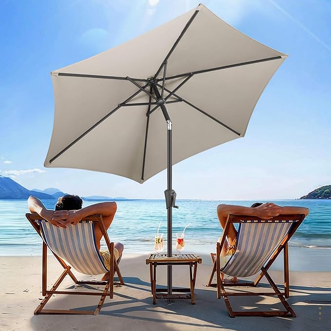 7.5FT Outdoor Patio Umbrella - Table Umbrella Waterprool UV Protection, Sombrillas de Patio with Push Button Tilt, Sun Umbrella for Pool, Porch, Garden, Deck, Backyard (Taupe)