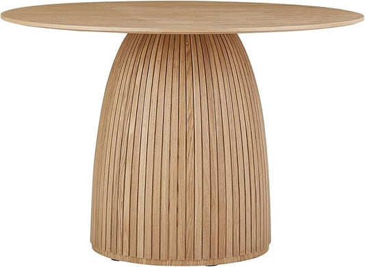 Mushroom-Shape Wooden Round Dining Table Modern Round Dinner Table with Natural Wood Grain Variation Tabletop for Home Apartment