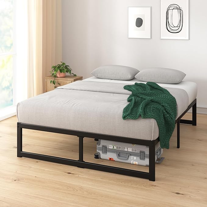 Zinus ABEL 14 Inch Platform Bed Frame, Steel Slat Support, Easy Assembly, No Box Spring Needed, Eco Friendly WonderBox(TM) Packaging, Black, King