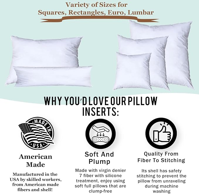 Pillowflex Synthetic Down Sleeping Pillows - Standard Size - Medium Firmness for Back, Side & Stomach Sleepers - Ideal for Standard Size Bed, Twin, & Full Size Beds - Comfortable Pillow for Sleeping