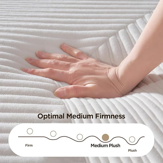 King Mattress, 14Inch Medium Plush Hybrid Memory Foam Mattress, 7-Zone Individual Pocket Springs King Size Mattress in a Box, Supportive & Pressure Relief, CertiPUR-US Certified, 76"*80"
