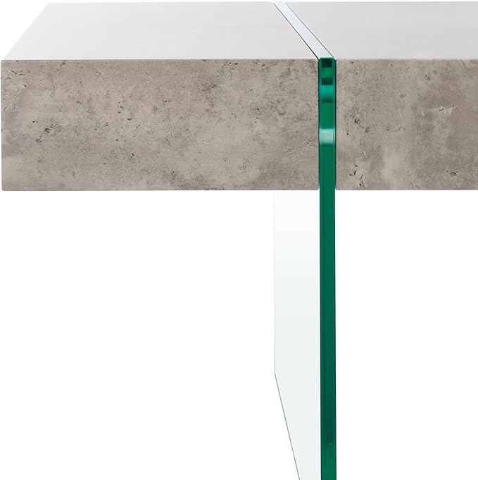 SAFAVIEH Home Collection Jacob Light Concrete Grey/Glass Leg Rectangle Coffee Table