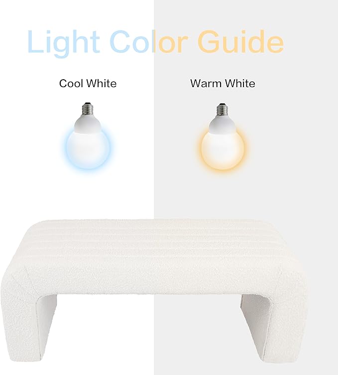Spatial Order Modern Arch Channel Bench | Bench for Living Room & Bedroom | Decorative Home Furniture - Cream Boucle