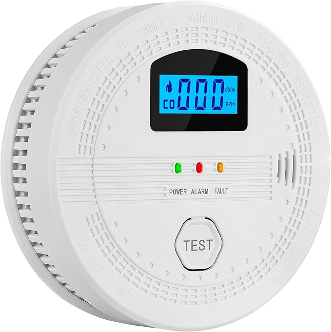 Smoke and Carbon Monoxide Detector Combo, Fire Alarms Smoke detectors and Smart co Detector with Battery Powered for Home, Travel or RV, Portable, Digital Display (1 Pack)