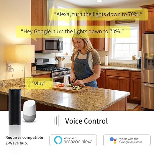 Minoston 800 Series Z-Wave Plug Dimmer Smart Plug-in Outlet, Built-in Repeater Range Extender, Z-Wave Hub Required, Work with Alexa, SmartThings, Z-Box, Home Assistant (MP31ZD)