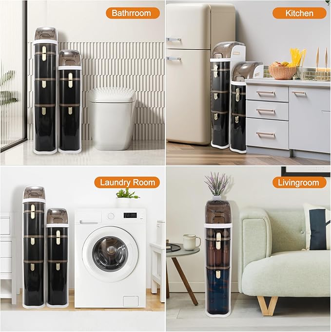 Slim Bathroom Storage Cabinet,Waterproof Narrow Bathroom Drawers,Suitable for Small Spaces,Ideal for Bathrooms, Living Rooms,Toilet,Kitchen or Bedrooms (3-Tiers)